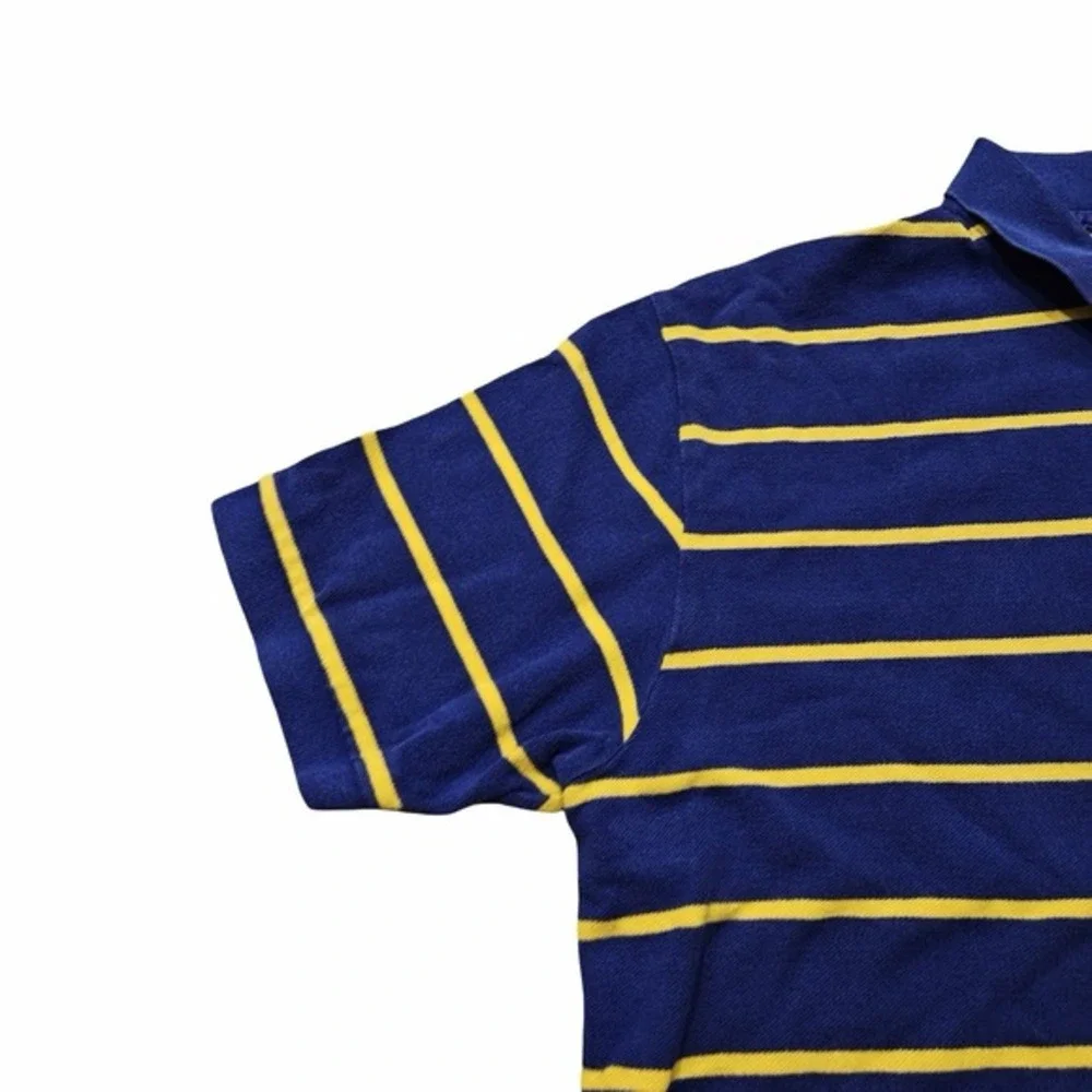 Polo Ralph Lauren Classic Fit Polo Shirt Men XL Blue Yellow‎ Striped Cotton